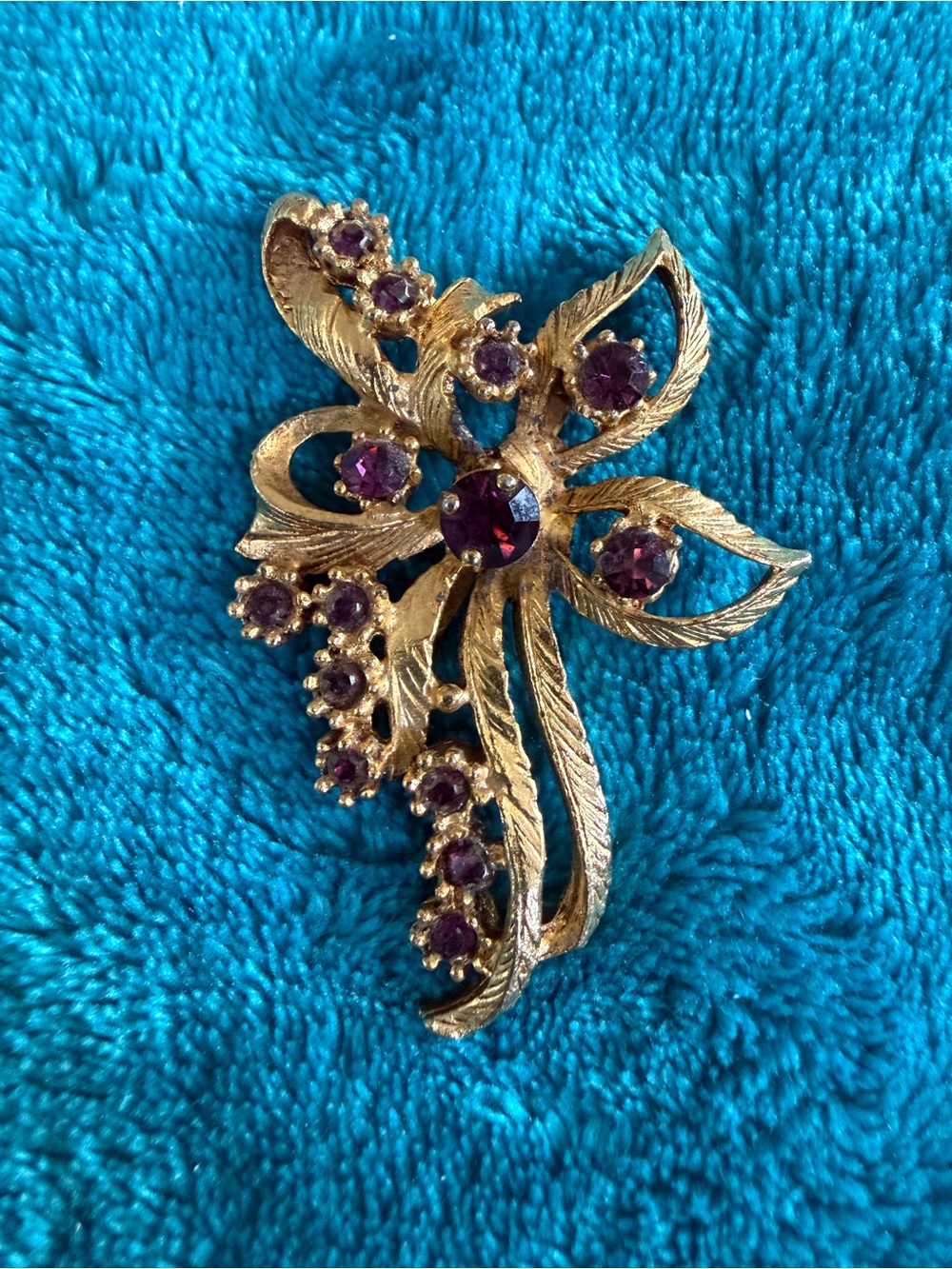 Vintage gold-tone floral spray brooch